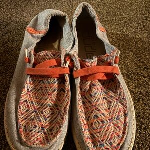 Hey Dude Multicolor Women's Shoes with Orange Accents